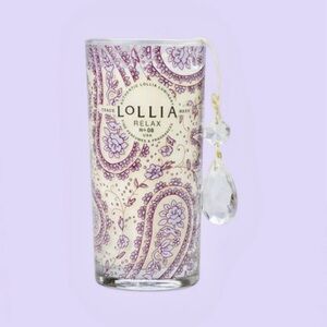 Lollia Relax Soy Wax Luminary Candle with Crystal Signature Charm New